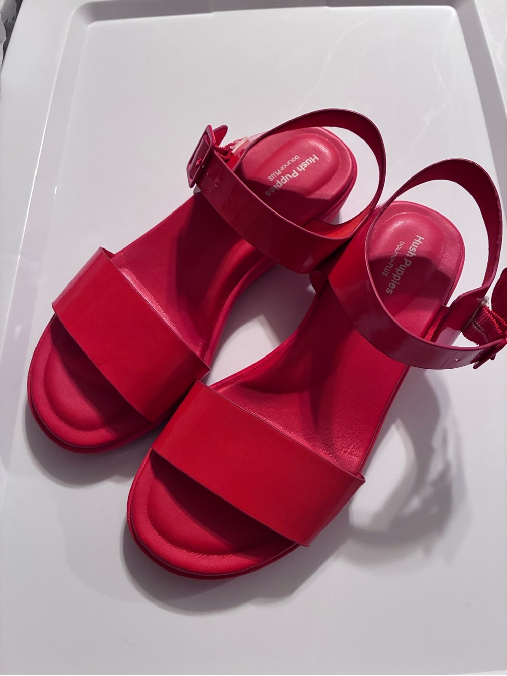 Hush Puppies Fiesta Red Brite Jells Platform Sandal 7 Minor Flaw